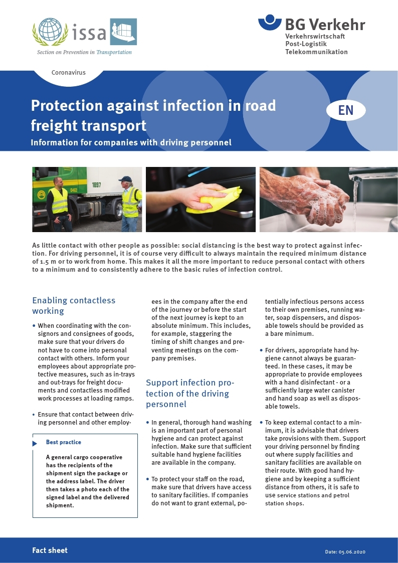 [BG Verkehr]Protection against infection in road freight transport