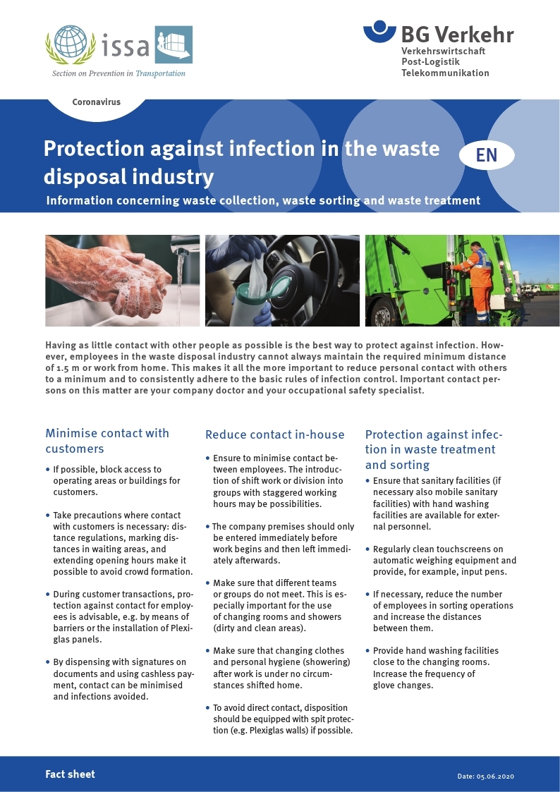 [BG Verkehr] Protection against infection in the waste disposal industry