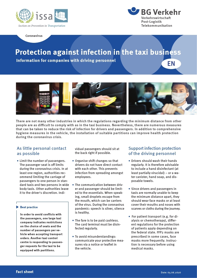 [BG Verkehr]Protection against infection in the taxi business