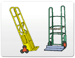 짐을 계단을 통해 운반해야 할 때는 계단을 올라 갈 수 있도록 제작되어진 특수형태의 운반 구를 사용한다